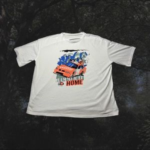 Car & Slogan Drop Shoulder Graphic Tee ;O